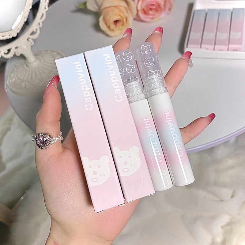 Son Kem Cappuvini 4 Màu Tự Nhiên Trong Suốt Lâu Trôi Không Thấm Nước Chống Dính Cốc