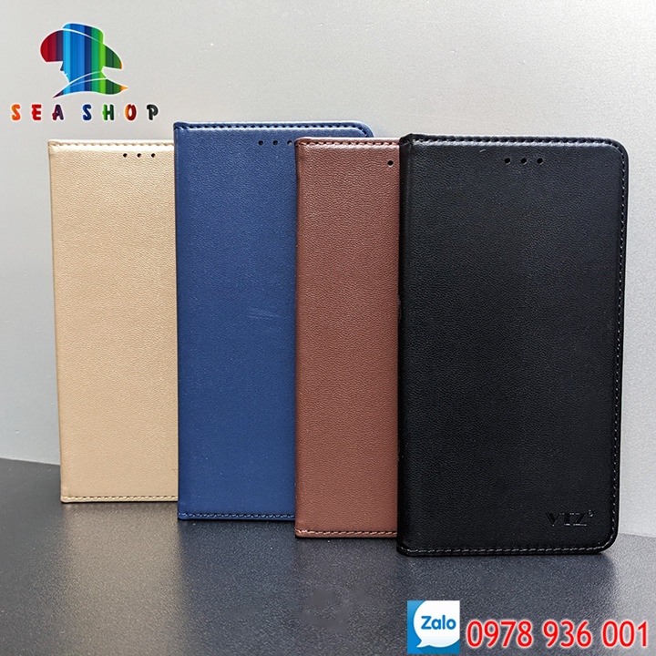 Bao da cao cấp Samsung A11 Kiêm ví cài thẻ, ngăn lớn để tien mặt - Dùng lực hút từ tính