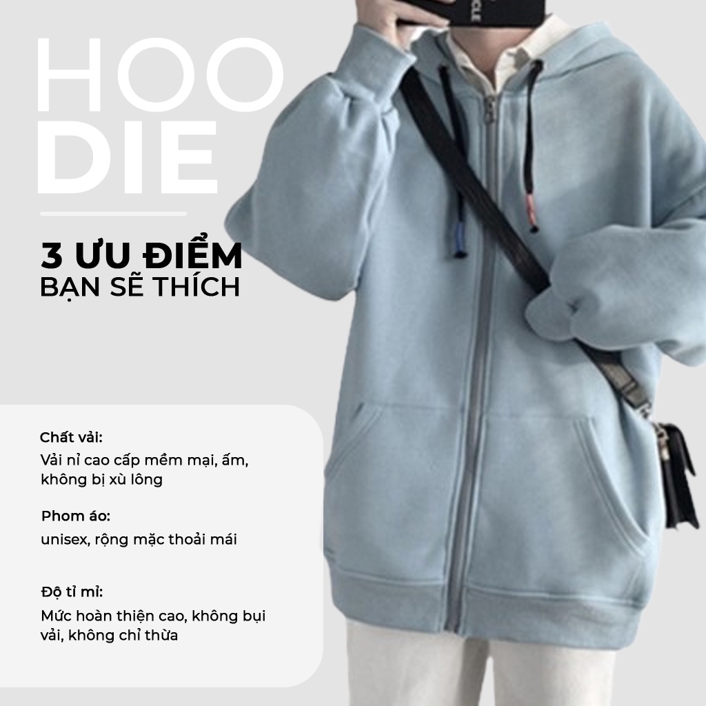 Áo Khoác Nỉ Bông Nam, Nữ Basic Unisex Nỉ From Rộng Màu Đen HDKK950 Unichic