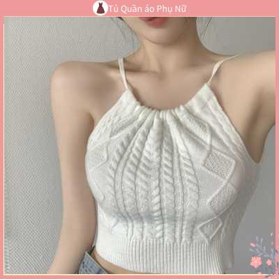 O V i D t Kim D i Tay C ch Thanh L ch Áo Lót Dệt Kim Màu Trắng Không Tay Hở Lưng Quyến Rũ Thời Trang Mùa Hè Đẹp Mắt Dành Cho Bạn Nữ