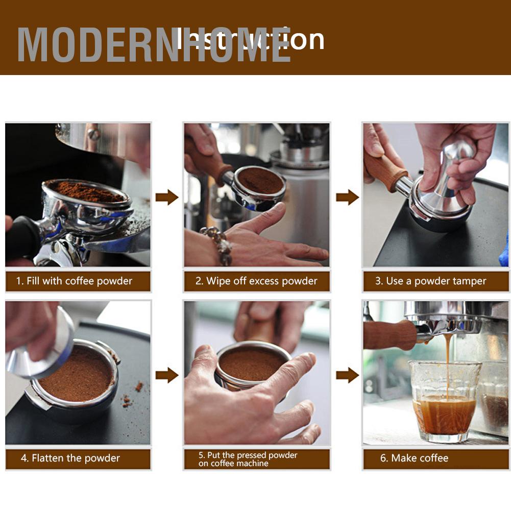ModernHome Tamper bột cà phê đế bằng thép không gỉ 57 5mm có tay cầm gỗ Phụ kiện máy pha