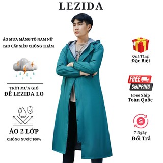 Áo mưa măng tô bộ người lớn 1 người siêu chống thấm 2 lớp LEZIDA