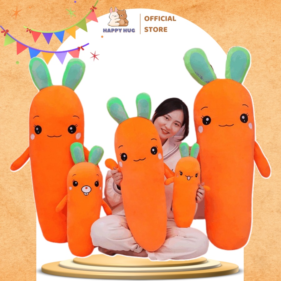 Gối ôm hình củ cà rốt cảm xúc dễ thương SIZE 45-65CM, thú nhồi bông cao cấp - Happy Hug ( Shop giao biểu cảm ngẫu nhiên)