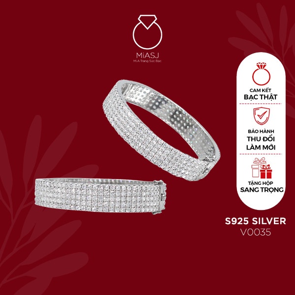 Vòng tay nữ MiASJ Bạc Ý S925 đính đá CZ cao cấp sáng đẹp nhiều kiểu
