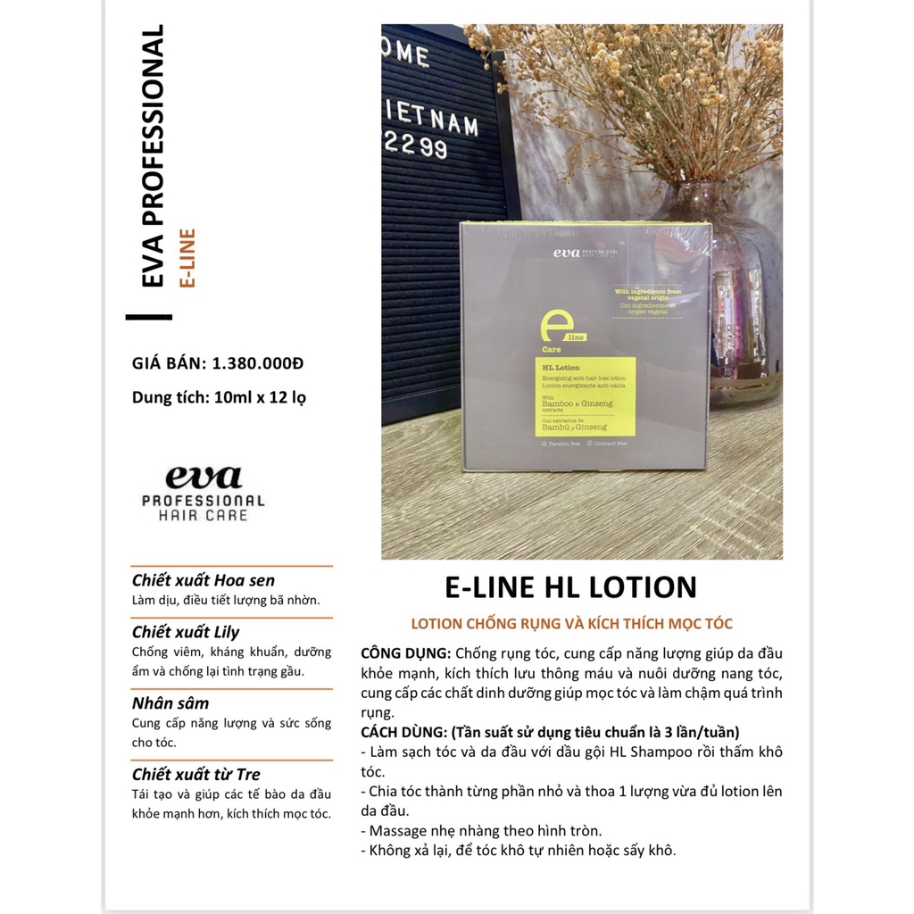 Tinh chất chống rụng kích mọc tóc Eva E Line HL Lotion 12x10ML