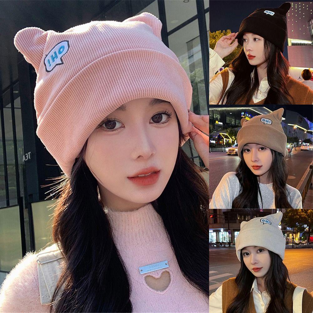 Mũ Len Ấm Áp Thêu Hoa Hồng Dễ Thương