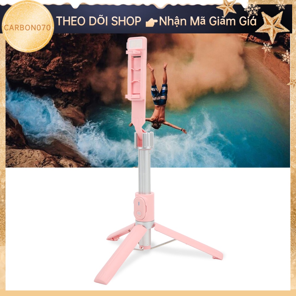 [Hàng HOT] Gậy chụp ảnh 3 chân có đèn led trợ sáng Gậy tự sướng selfie chụp hình Bluetooth điều khiển từ xa【Carbon070】