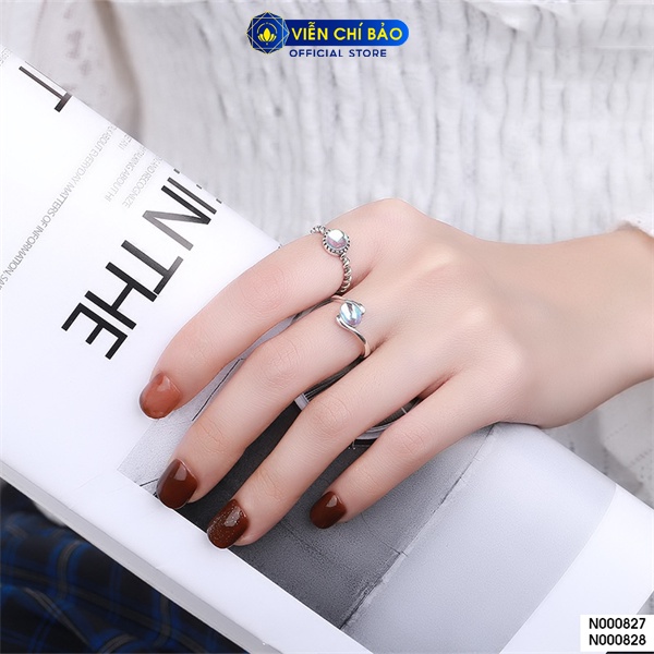 Nhẫn bạc nữ mặt trăng tròn xoắn chất liệu bạc Thái 925 thời trang phụ kiện trang sức Viễn Chí Bảo N000827