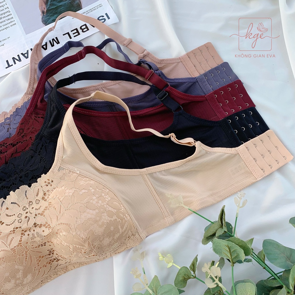 Áo ngực mút mỏng không gọng phối ren , áo lót quây ngang chống tràn ngực 2433