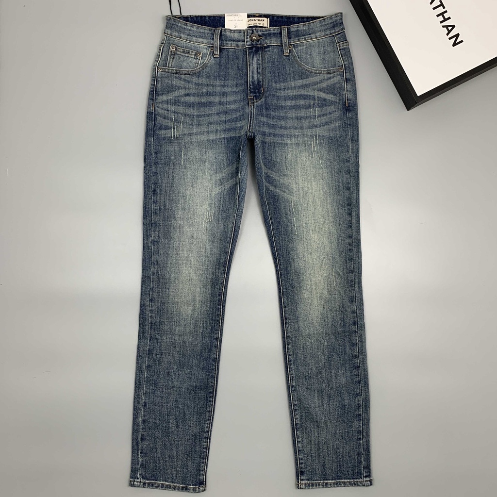 Quần jean nam xanh bạc JONATHAN QJ051 vải denim trơn cao cấp co dãn nhẹ 4 chiều, form dáng chuẩn đẹp, hottrend