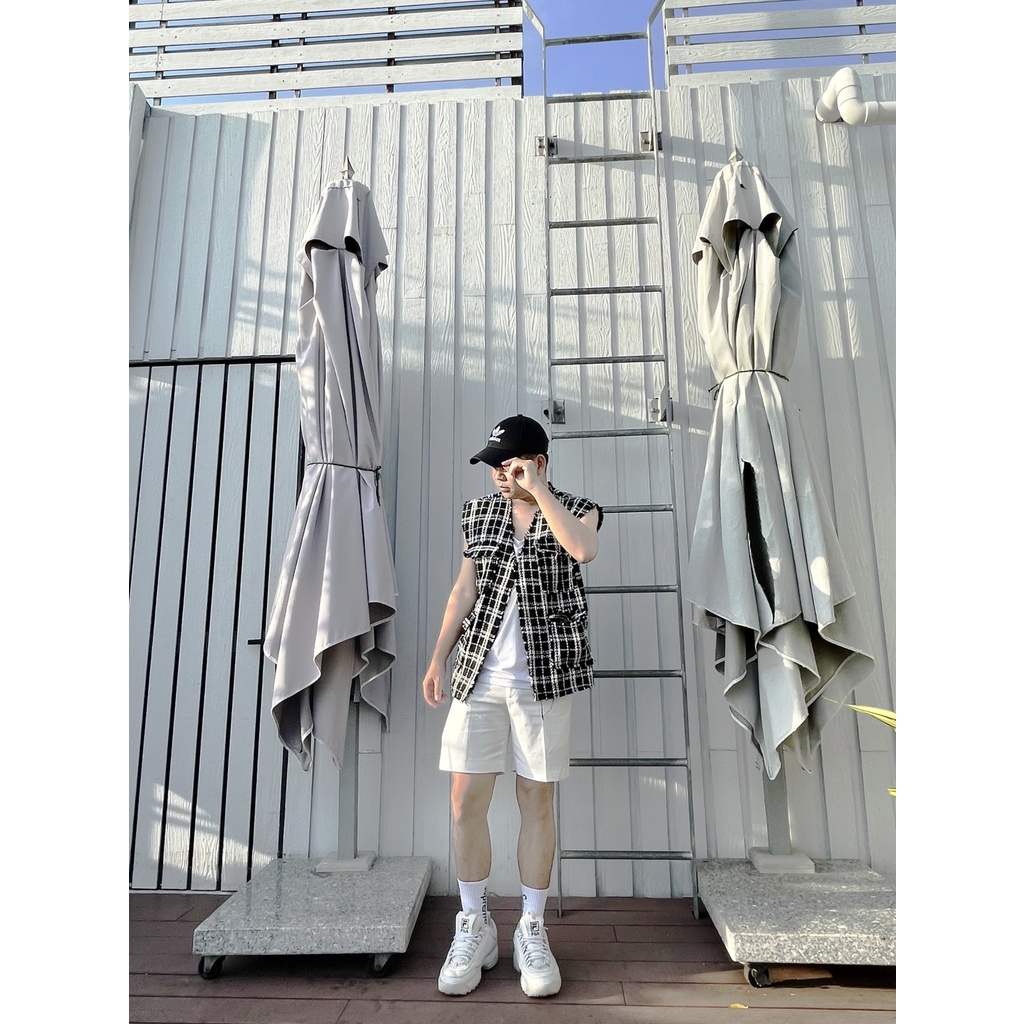 ÁO BLAZER GHILE TWEED HỌA TIẾT TRẮNG ĐEN