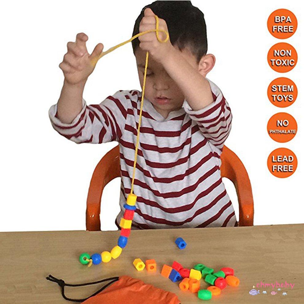 60 Hạt Đồ Chơi Hình Học Figurebeads Xâu Chuỗi Trò Giáo Dục Cho Bé Trẻ Em Thủ Công [O/18]