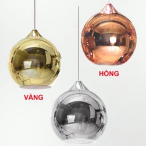 Đèn thả trang trí hiện đại chao thuỷ tinh tráng gương vàng, hồng, bạc chưa bao gồm bóng đèn TT14