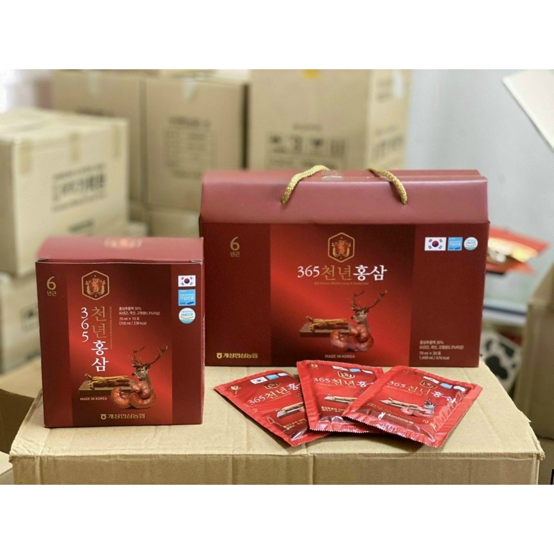 NƯỚC HỒNG SÂM NHUNG HƯƠU LINH CHI 365 KOREAN RED GINSENG & CORDYCEPS (20 GÓI/ HỘP)