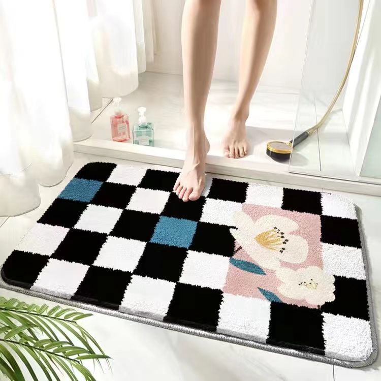 Thảm Chùi Chân Vải Cashmere Mềm Mại Dày Dặn Chống Trượt Thấm Hút Tốt