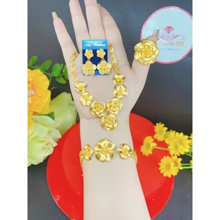Bộ trang sức cưới mạ 24.k chuẩn tiệm vàng kèm hộp nhung .E1228