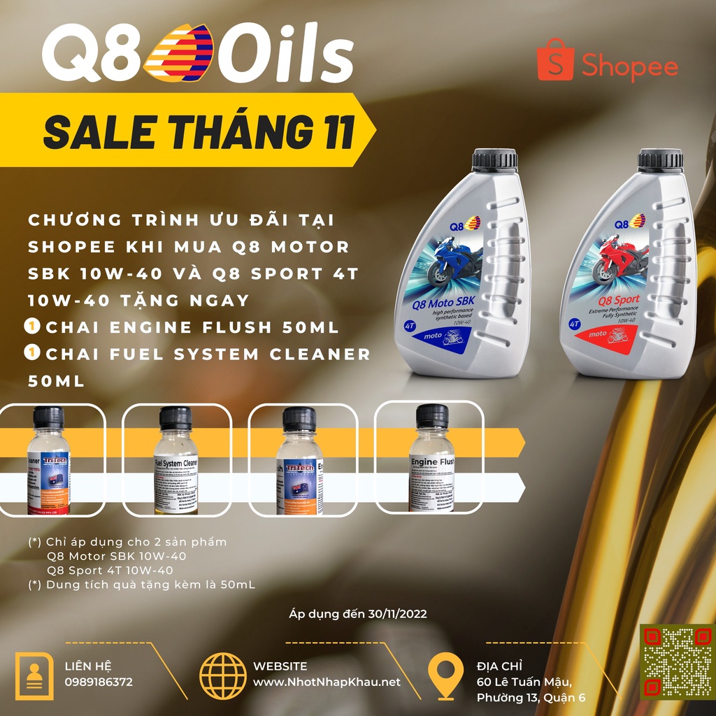 Dầu nhớt xe máy Q8 Moto SBK 10W40 1L