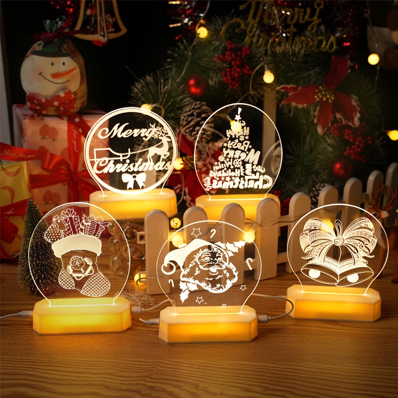 Đèn ngủ, đèn trang trí 3D noel, giáng sinh 3 màu sắc độc đáo