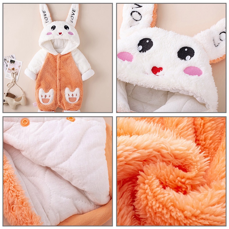 Áo liền quần AMILA có mũ trùm đầu dày dặn dễ thương thời trang dành cho trẻ em