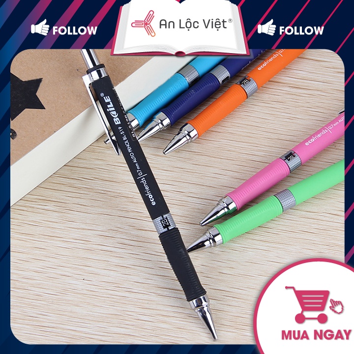 Set 2 Bút chì bấm cơ khí Baile BL-519B ngòi 2B, kích thước 0.5mm - 0.7mm