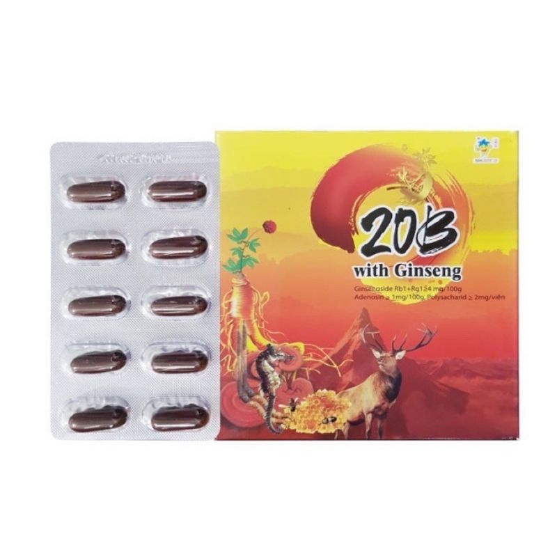 Vitamin 10B, 12B, 15B, 18B, 20B with ginseng hộp 10 viên×10 vỉ