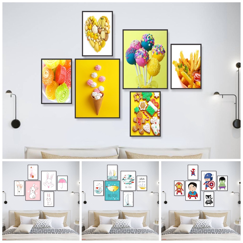 Tranh thiếu nhi, tranh treo tường trang trí phòng cho bé, decor dán tường, có keo dán.