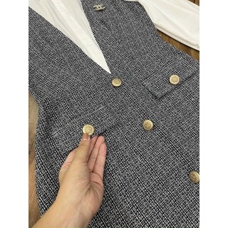 Đầm dạ tweed phối sơ mi ( hàng tk cao cấp , 2 lớp)