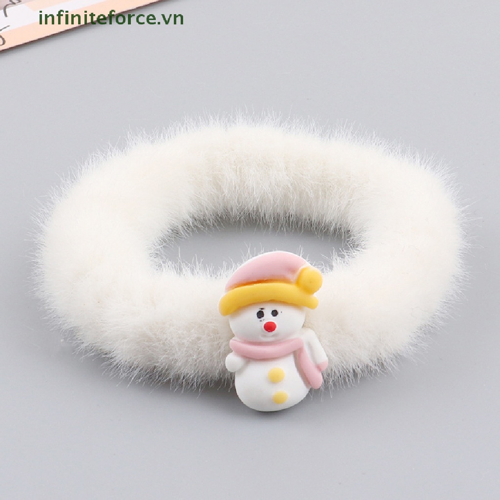 Dây Buộc Tóc Cao Su Bọc Lông Giả Mềm Mại Co Giãn Thời Trang Giáng Sinh Dành Cho Nữ