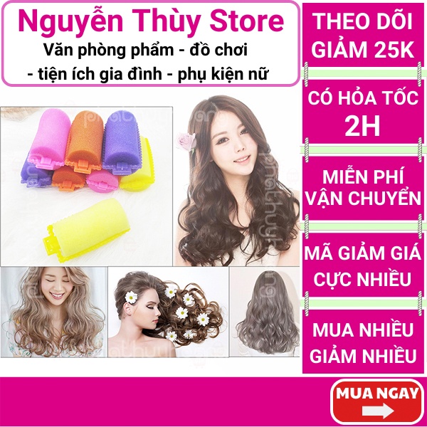 Lô 8 dụng cụ cuốn tóc uốn tóc bằng mút không xài điện xài nhiệt giá rẻ, hiệu quả