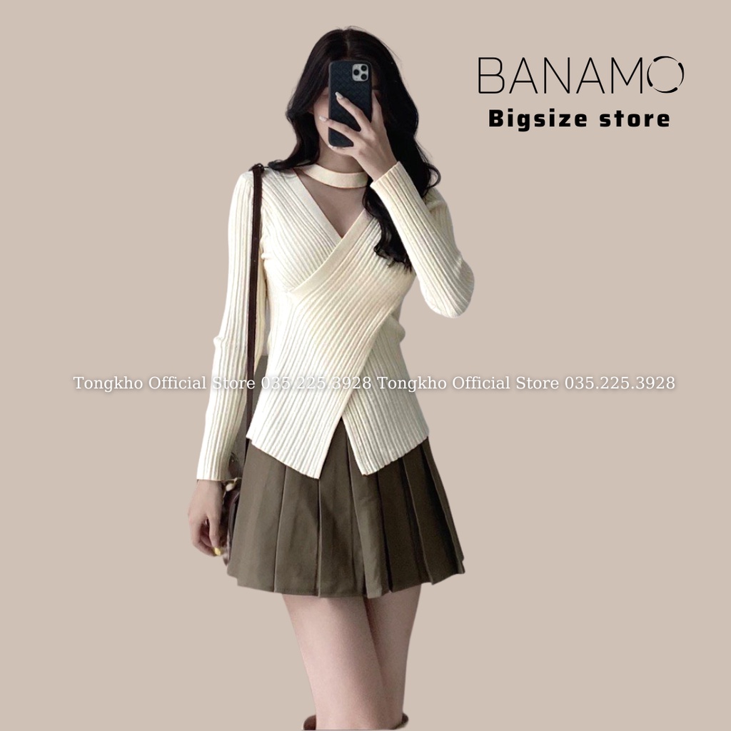 Áo len nữ dệt kim vạt chéo cổ vòng nhiều màu 3432