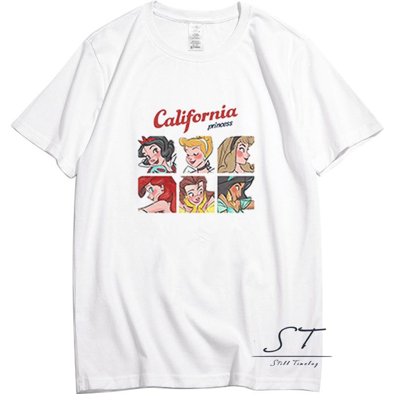 Áo Thun Tay Ngắn Cổ Tròn In Họa Tiết Hoạt Hình Và Chữ CY03 Dành Cho Nữ