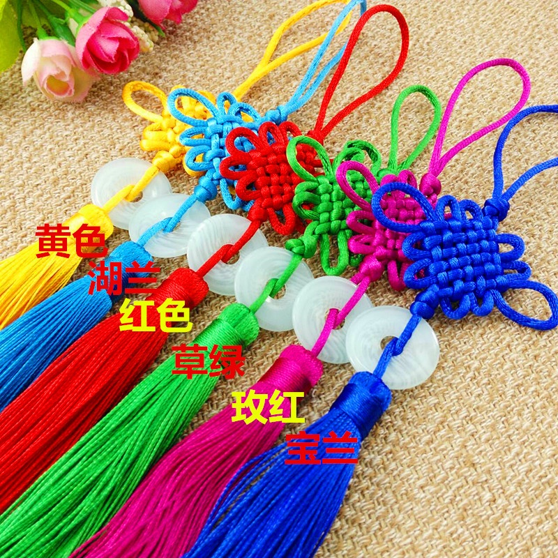 (1 cái)Dây treo tua rua trang trí đồng tâm ngọc bội 26cm, nguyên liệu làm trang sức cổ trang, Nguyên liệu diy