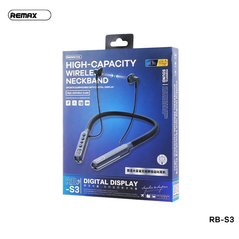 Tai Nghe Bluetooth Thể Thao Remax RB-S3 V5.3 - Pin Cực Khủng, Sử Dụng Tới 80 Giờ - hàng chính hãng
