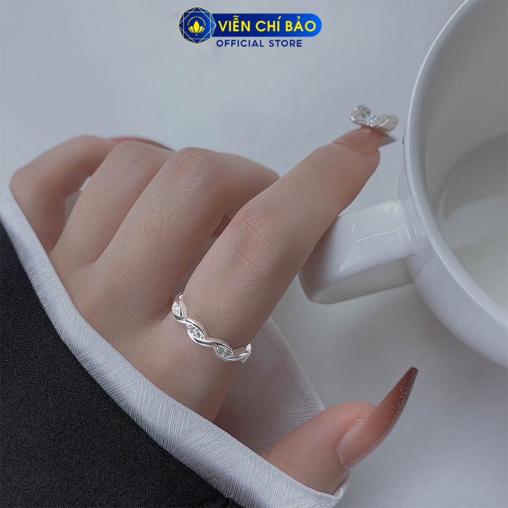Nhẫn bạc nữ vô cực đính đá chất liệu bạc 925 thời trang phụ kiện trang sức Viễn Chí Bảo N400093