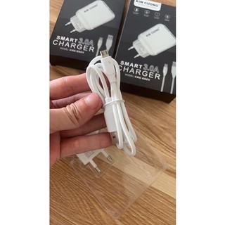 Combo Sạc Cáp 3A Kim Cương 2 cổng USB kèm cáp micro