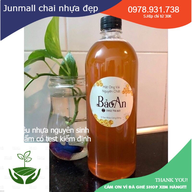 Chai nhựa pet đựng trà sữa 1000ml nắp nhôm fi28 chai nhựa 1 lít 1l