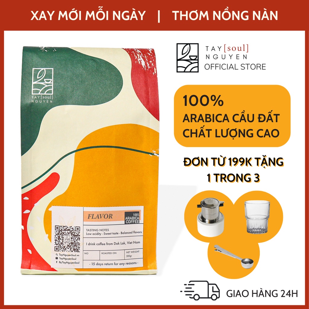 Cà Phê Nguyên Chất Flavor 100% Arabica Cầu Đất thanh chua và ngọt nhẹ tự nhiên