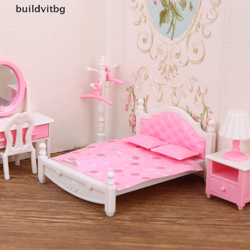 Bộ Mô Hình Giường Ngủ Mini Tỉ Lệ 1: 12 Trang Trí Nhà Búp Bê