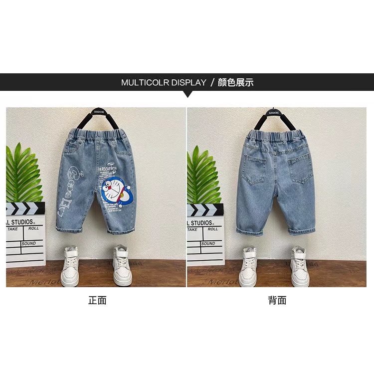 Quần Jean Dài In Hoạt Hình Doraemon Thời Trang Mùa Hè 2023 Cho Bé Trai