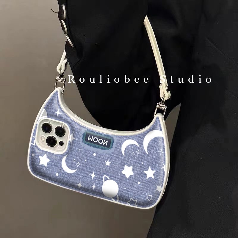 Ốp Điện Thoại Dạng Túi Xách Hình Mặt Trăng Cho iPhone 14 Pro Max 14 Plus 13 Pro Max 12 Pro Max 11 Pro Max XR Xs Max 7 8 Plus SE 2020