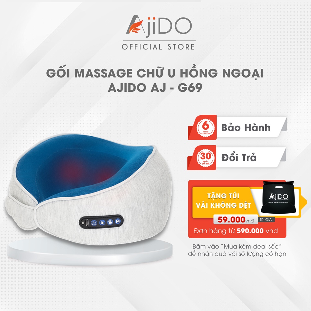Gối Massage Chữ U AjiDO AJ - G69 Đa Năng Tích Hợp Nhiệt Hồng Ngoại Giảm Đau Cổ Vai Gáy Cho Dân Văn Phòng, Du Lịch