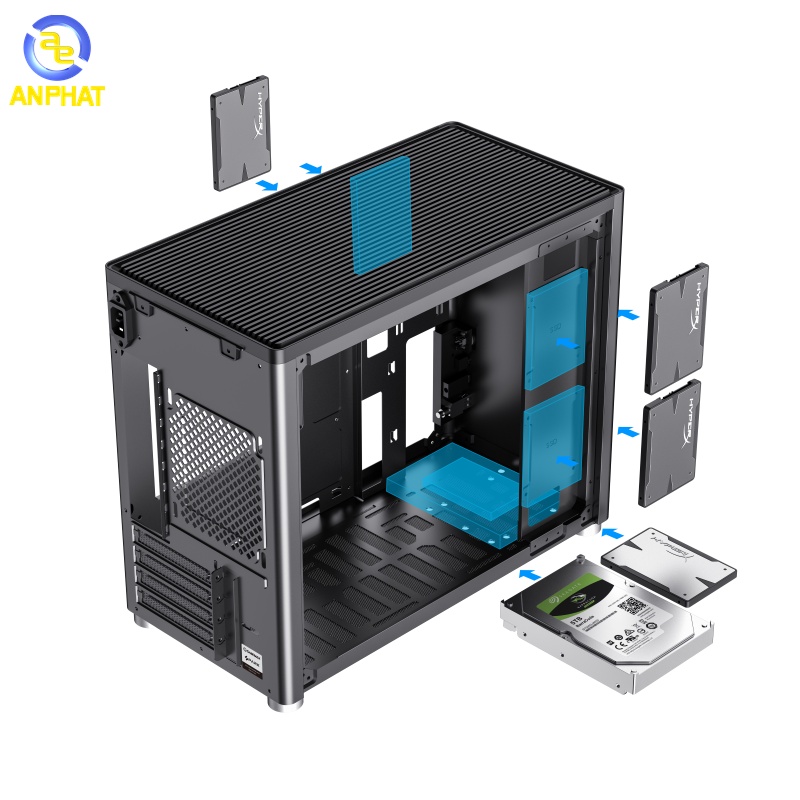 Vỏ case GAMEMAX SPARK Mini Carbon Black / Grey / White - Hàng Chính Hãng