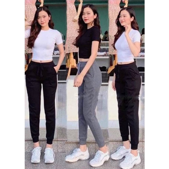 Quần Jogger Nữ Chất Liệu Len Tăm Mùa Đông Ấm Áp