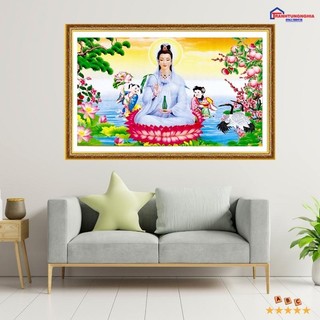 Tranh đính đá LV357 (70cm x 46cm) - tranh thêu chữ thập quan thế âm bồ tát LV3286 (59cm x 40cm)