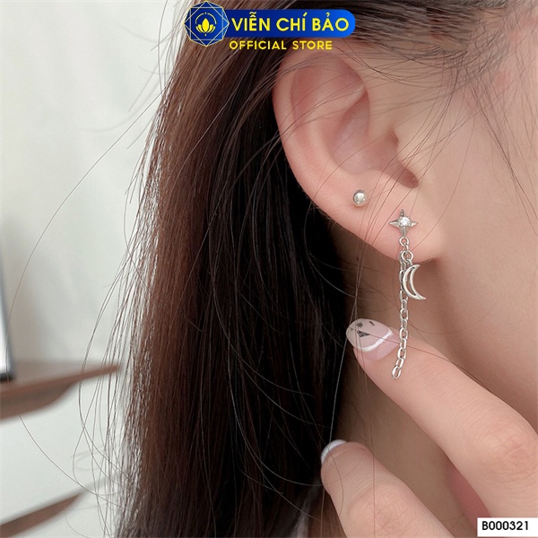 Bông tai xích sao chất liệu bạc Thái 925 thời trang phụ kiện trang sức nữ Viễn Chí Bảo B000321