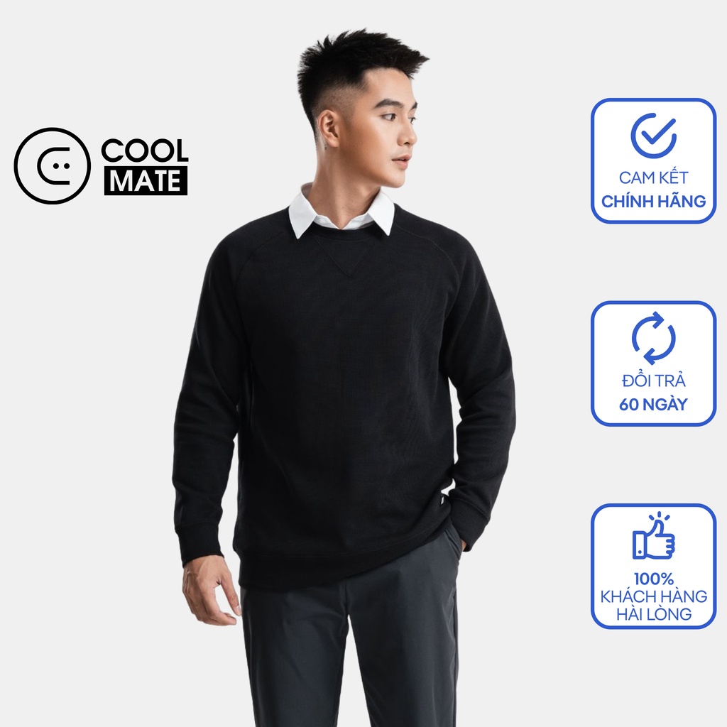 Set áo nam thần nỉ lifewear đen phối sơ mi trắng sticky - thương hiệu Coolmate CW