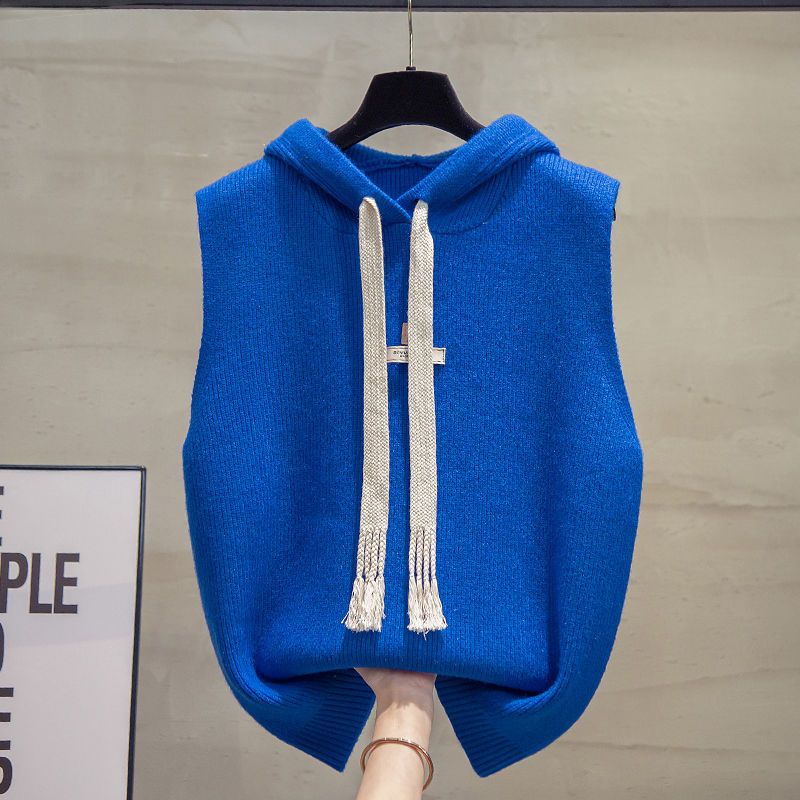Áo Khoác Sweater Không Tay Có Mũ Trùm Dáng Rộng Thời Trang Thu Đông 2022 Mới Cho Nữ