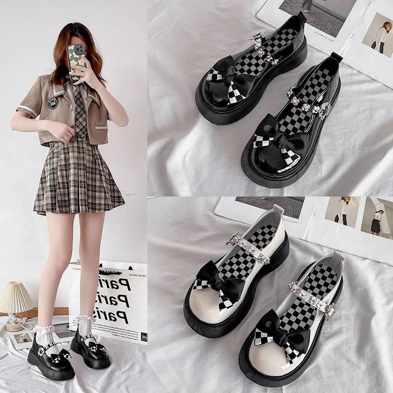 Giày Mary Jane 2022 Đế Dày Tăng Chiều Cao Bằng Da Mềm Đính Nơ Phong Cách Anh Quốc Dễ Thương Thời Trang Mùa Hè Cho Nữ