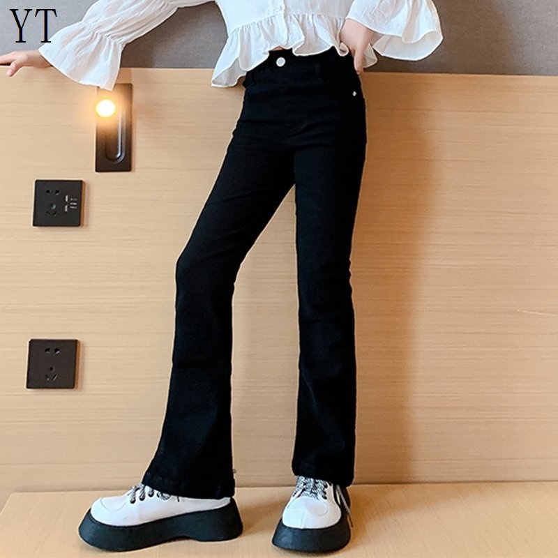 Quần Dài Ống Loe Màu Đen Phong Cách Phương Tây Thời Trang Xuân Thu Cho Nữ