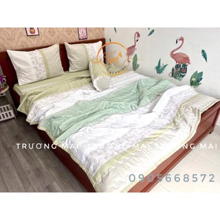 Bộ ga giường kèm chăn chần gòn chất lụa tencel cao cấp áo ôm khóa kéo xịn xò.